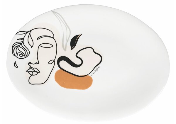 Keramický servírovací talíř VDE Tivoli 1996 Face to Grey, 38 x 27,5 cm
