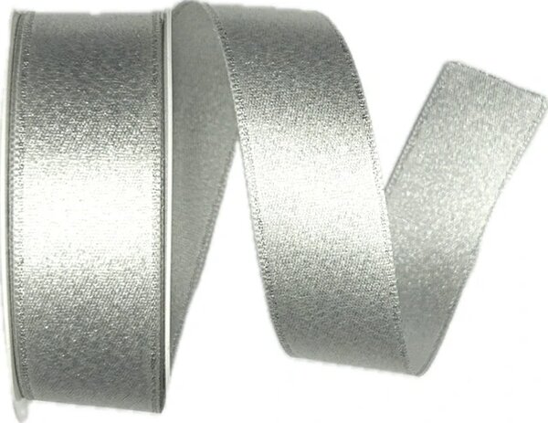 Stuha saténová STARDUST SILVER stříbrná 25mm x 2m (12,-Kč/m)