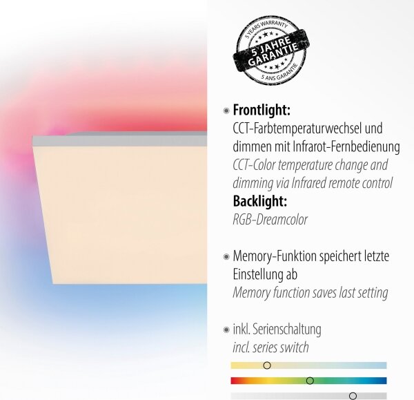 Leuchten Direkt 15561-16-LED RGB Stmívatelné stropní svítidlo CONRAD 27W/230V+DO