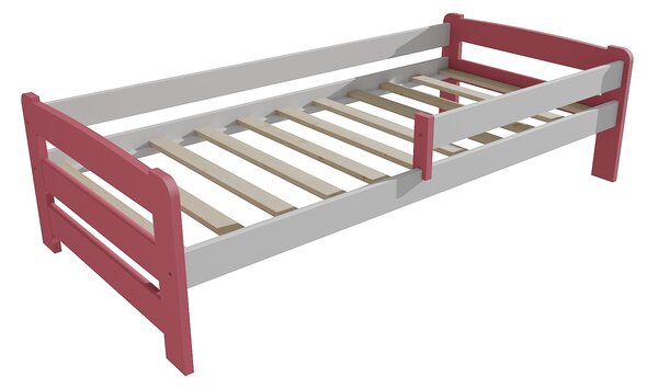 Vomaks Dětská postel se zábranou VMK009D KIDS Rozměr: 100 x 200 cm, Barva: barva růžová + bílá
