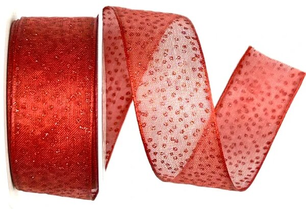 Stuha organzová VIVA RED červená 25mm x 2m (13,-Kč/m)