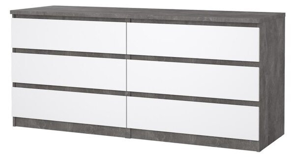 Komoda Simplicity 154 x 50 x 70 cm, šedá / bílý lesk
