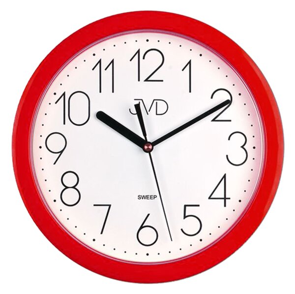 JVD Červené netikající tiché nástěnné hodiny JVD HP612.2