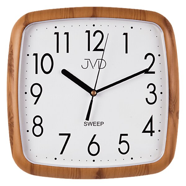 JVD Hranaté nástěnné hodiny JVD quartz H615.4 imitace dřeva