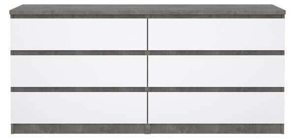 Komoda Simplicity 154 x 50 x 70 cm, šedá / bílý lesk