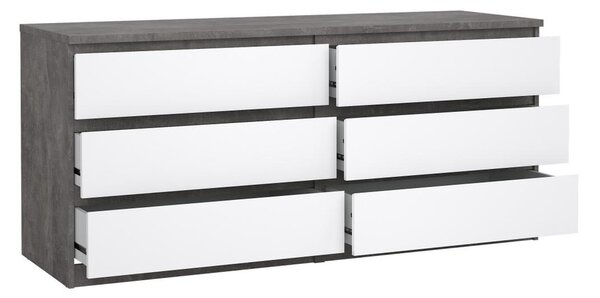 Komoda Simplicity 154 x 50 x 70 cm, šedá / bílý lesk