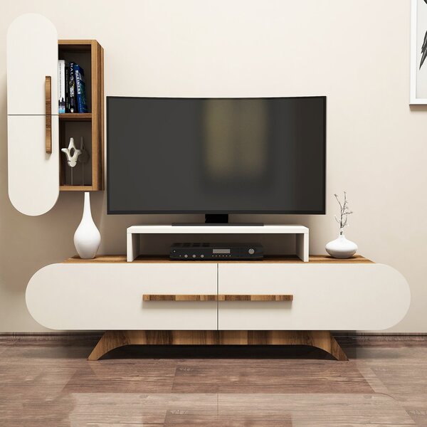 Obývací stěna Dolphie 2 (Ořech + Krémová). Akce -25%