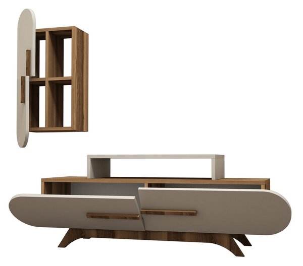 Obývací stěna Dolphie 2 (Ořech + Krémová). Akce -25%
