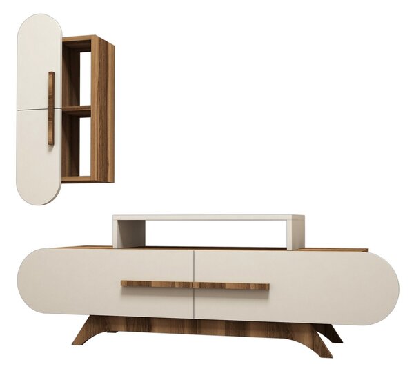 Obývací stěna Dolphie 2 (Ořech + Krémová). Akce -25%
