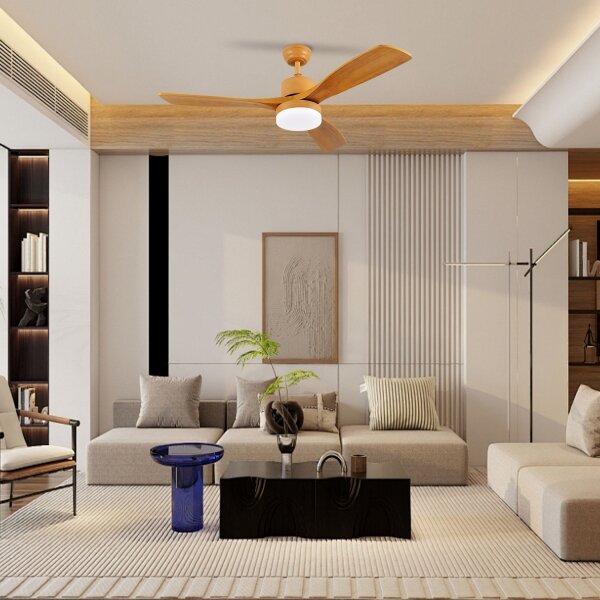 ZEVENTI - LED Stropní ventilátor MARE LED/24W/230V Wi-Fi Tuya dub + DO