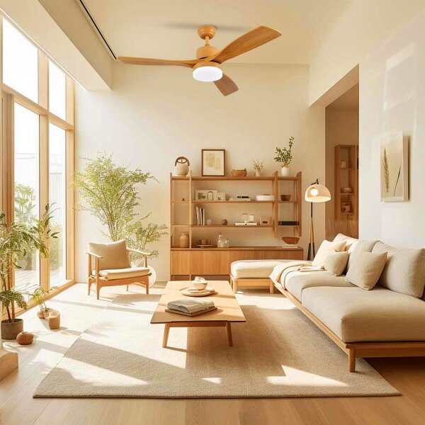 ZEVENTI - LED Stropní ventilátor MARE LED/24W/230V Wi-Fi Tuya dub + DO