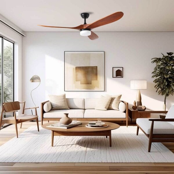 ZEVENTI - LED Stropní ventilátor GINOSA LED/18W/230V Wi-Fi Tuya černá/dub + DO