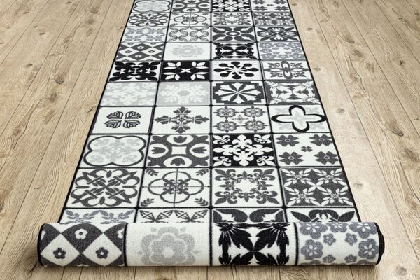 Balta Běhoun pogumovaný AZULEJO PATCHWORK šedý černý Šíře: 57 cm