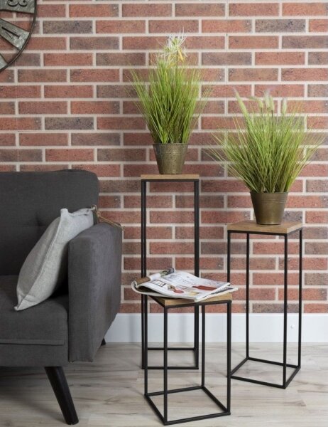 Stojan na květiny BASICLOFT 80x24 černá/hnědá