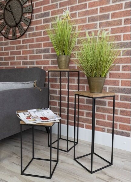 Stojan na květiny BASICLOFT 80x24 černá/hnědá