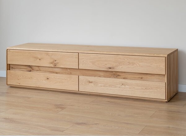 Dřevěná TV komoda nízká, přírodní dub, Divisione, 184x48x44 cm