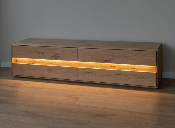Dřevěná TV komoda nízká, přírodní dub, Divisione, 184x48x44 cm