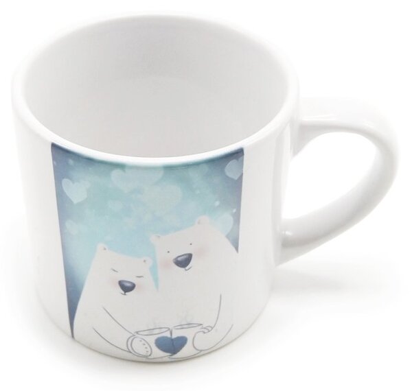 Porcelánový hrnek Srdeční záležitost Medvědí láska, bílý, autorský motiv, medvědi, 200 ml