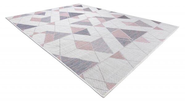 Balta Kusový koberec Sisalový SION 3006 Trojúhelníky ecru / růžový Rozměr: 80x150 cm