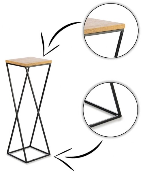 Stojan na květiny LOFT 70x24 cm černá/hnědá