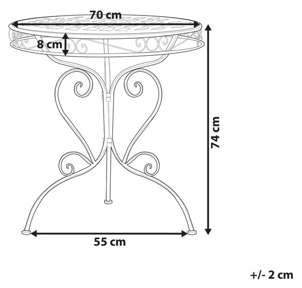 Bistro stolek ALBINIA 70 cm 70 cm Kov Vínová