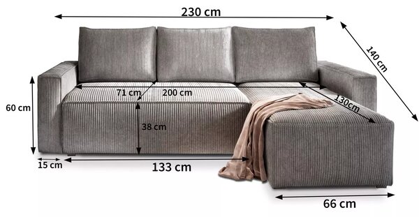 Světle šedá rohová pohovka SMART COSARO, oboustranná + 2 polštářky ZDARMA