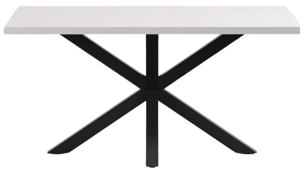 Bílý jídelní stůl Kave Home Argo 160 x 100 cm s černou kovovou podnoží