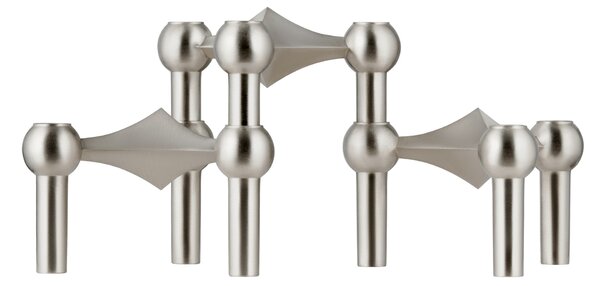 Designový svícen STOFF Nagel Brushed Chrome – set 3 ks