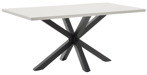 Bílý jídelní stůl Kave Home Argo 160 x 100 cm s černou kovovou podnoží