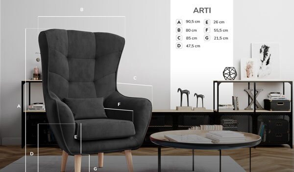 Křeslo ušák Agueda Typ 01 (světle hnědá). Akce -13%