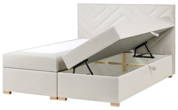 Kontinentální postel s úložným prostorem Tkanina ESQUIRE 180 x 200 cm Krémově bílá