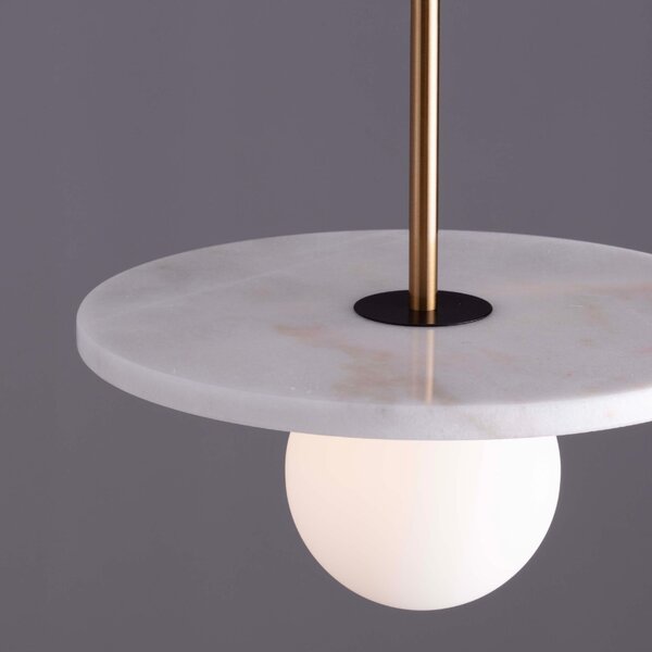 Bílé mramorové závěsné světlo Nova Luce Idor 30 cm