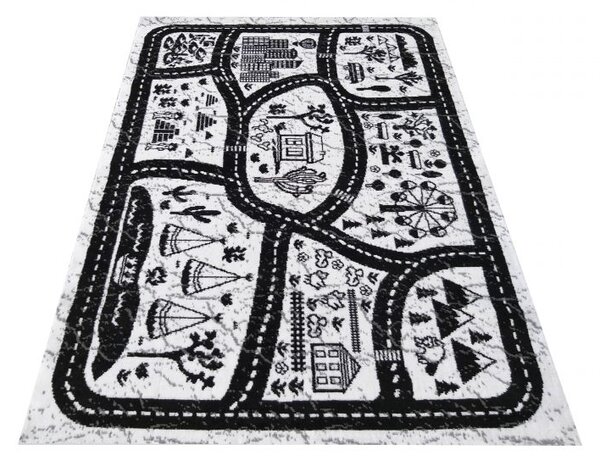 Makro Abra Dětský kusový koberec Soho 10 Uličky Město černý bílý Rozměr: 80x150 cm