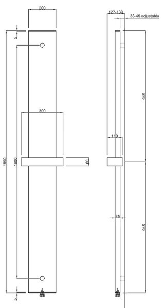 Ridea Ridea, OTHELLO MONO SLIM topné těleso hliníkové 300x1890mm, černá mat, 2301189030SN