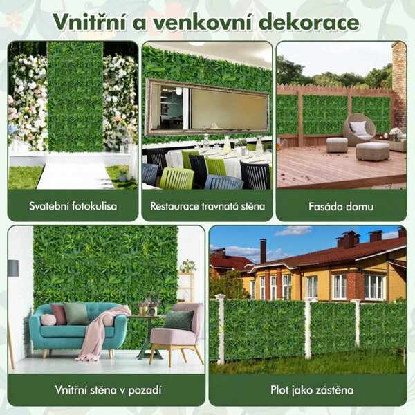 Umělý živý plot HZ10250, 4 panely, 50 x 50 cm, zelený