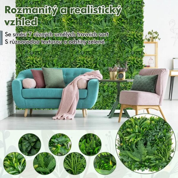 Umělý živý plot HZ10250, 4 panely, 50 x 50 cm, zelený
