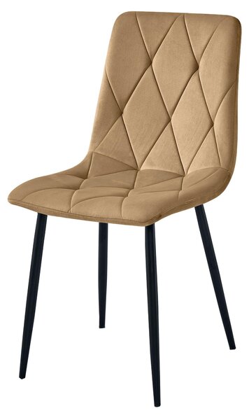Židle – Leobert – Libra – hnědý samet/černé nohy – 44 × 54,5 × 87 cm – sada 4 kusů