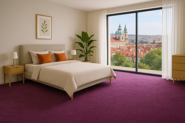 Betap, Metrážový koberec Dynasty 45, na míru, šíře 4m, fialová, filc, dětský pokoj