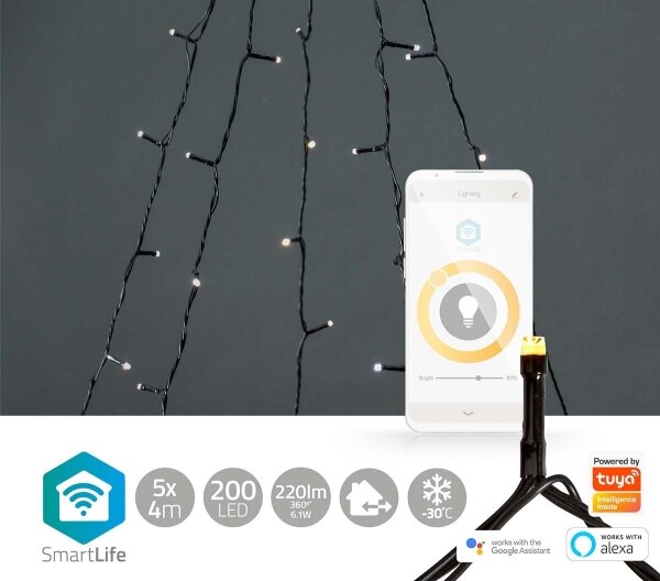 Nedis WIFILXT11W200 - LED Vánoční závěs 200xLED/8 funkcí 5x7m IP65 Wi-Fi Tuya