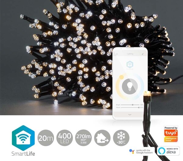 Nedis WIFILX02W400 - LED Vánoční řetěz 400xLED/8 funkcí 25m IP65 Wi-Fi Tuya