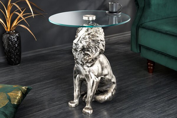 Odkládací stolek WILDLIFE LION 60 CM stříbrný Nábytek | Doplňkový nábytek | Odkládací stolky