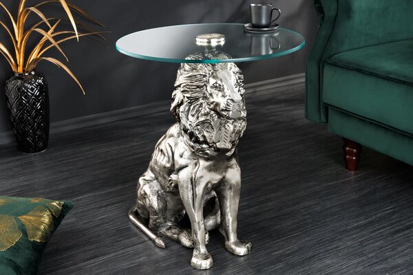Odkládací stolek WILDLIFE LION 60 CM stříbrný Nábytek | Doplňkový nábytek | Odkládací stolky