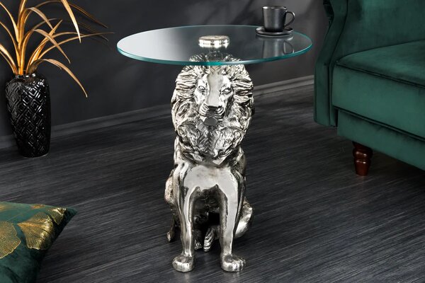 Odkládací stolek WILDLIFE LION 60 CM stříbrný Nábytek | Doplňkový nábytek | Odkládací stolky