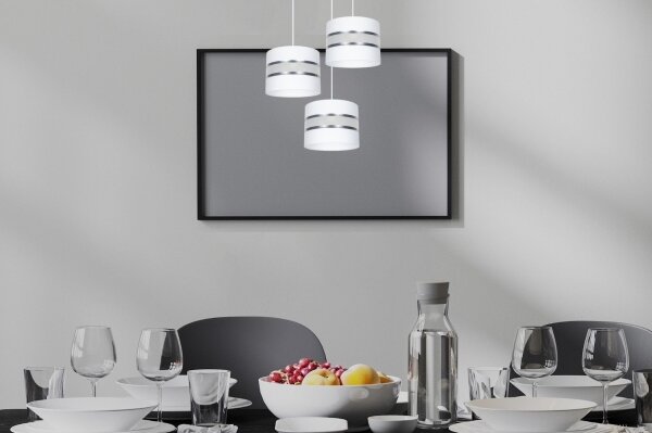 Lustr na lanku CORAL 3xE27/60W/230V bílá/chrom pr. 45 cm