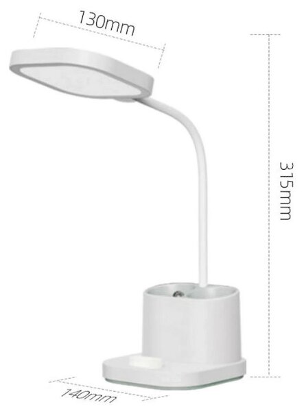 LED Stmívatelná nabíjecí stolní lampa s držákem a powerbankou LED/5W/5V 2400mAh