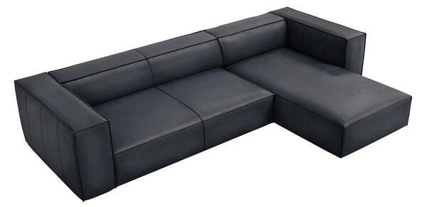 Tmavě modrá kožená rohová pohovka (pravý roh) Madame – Windsor & Co Sofas