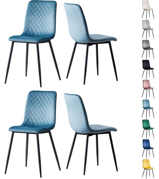 Jídelní židle - Designová židle - Sametová židle - židle - Pohodlná židle - Sada 4 kusů - Kovové nohy