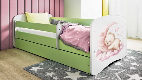 Kocot kids Dětská postel Babydreams medvídek zelená, varianta 70x140, bez šuplíků, bez matrace