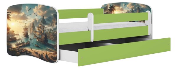 Kocot kids Dětská postel Babydreams loď zelená, varianta 70x140, bez šuplíků, bez matrace