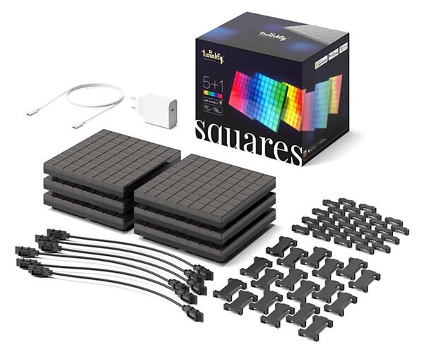 Twinkly TWQ064STW-07-BEU - SADA 6xLED RGB Panel SQUARES 64xLED 16x16 cm Wi-Fi